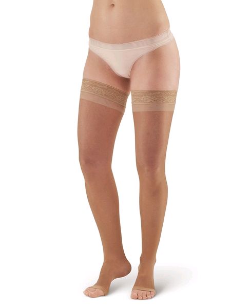 Pebble UK  Toeless Sheer Compression Thigh Highs Beige