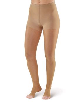 Pebble UK Signature Sheer Open Toe Compression Tights (Pebble UK Signature Sheer Open Toe Compression Tights Silky Nude)