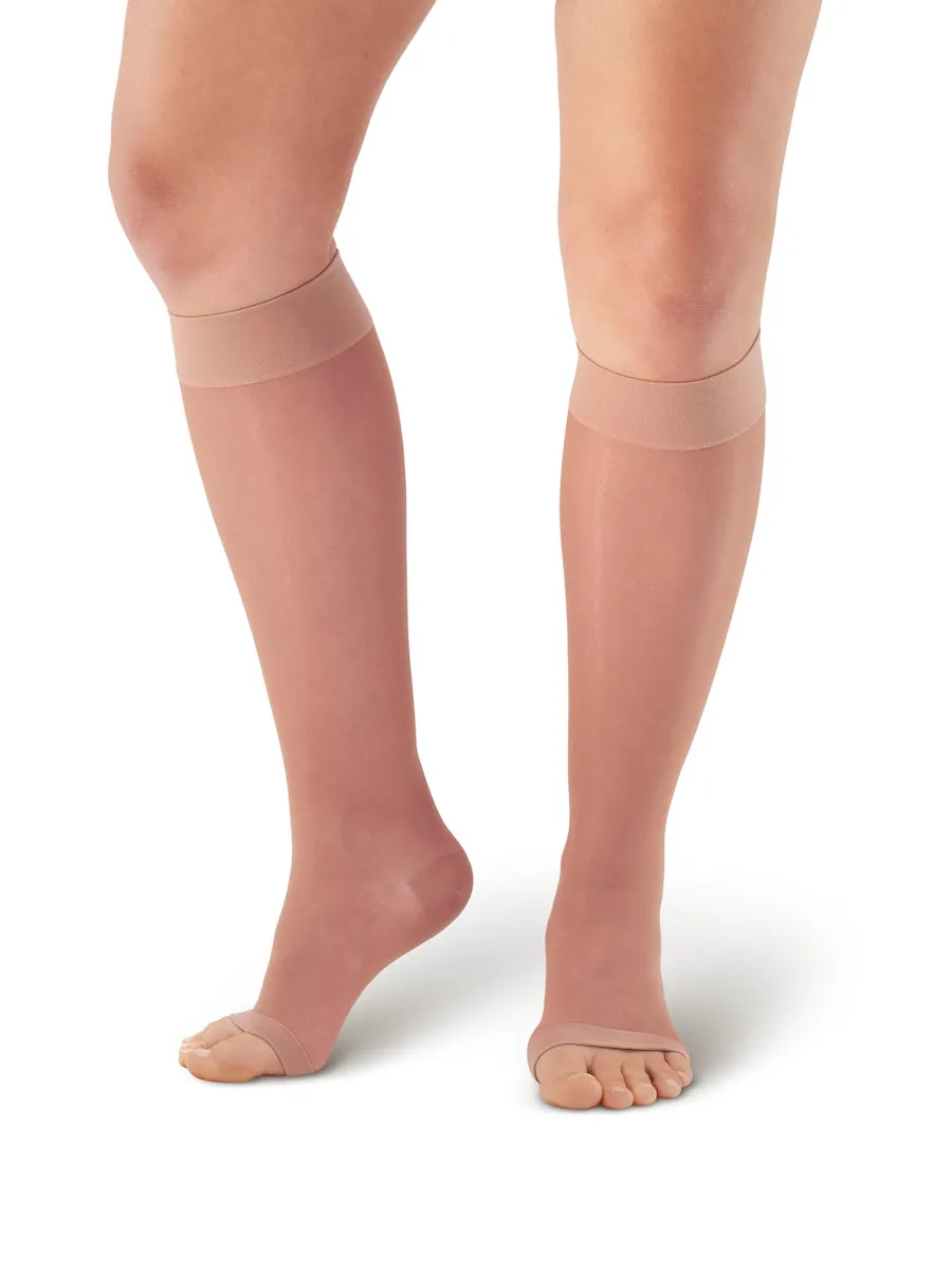 Sheer Knee Highs in an open toe design.